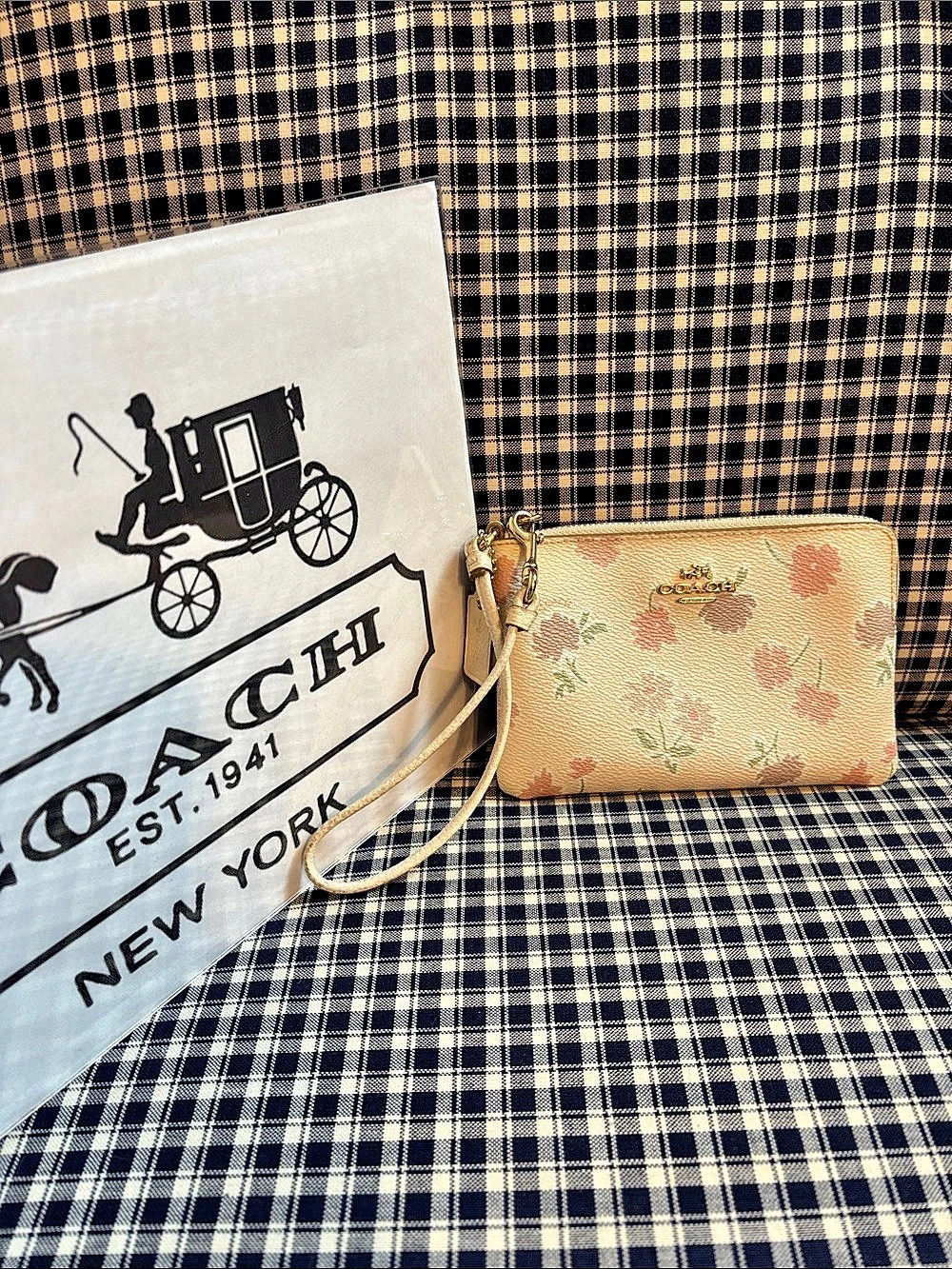COACH Daisy fields  Corner Zip Wristlet With Floral Cluster Print